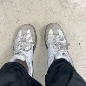 Reebok White and Gray Athletic Shoes well loved